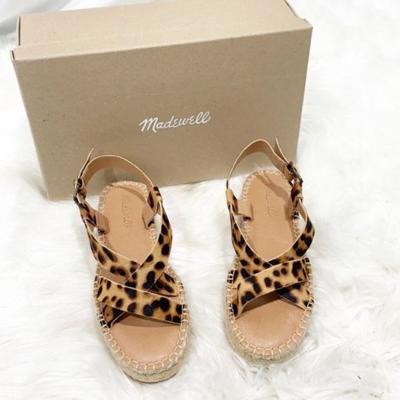 New W/ Box Madewell‎ Aleh Asymmetric Malia Espadrille Sandal Leopard Calf… - Picture 7 of 9